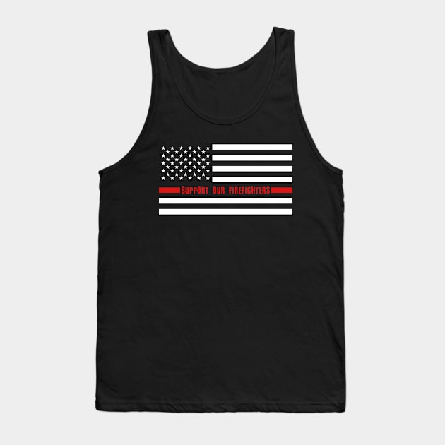 Support Our Firefighters Red Line US Flag Tank Top by APSketches